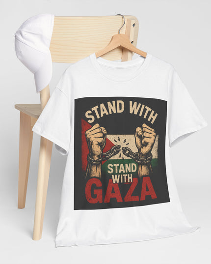Stand With Gaza Heavy Cotton Tee - Supportive Graphic Tee for Activism & Awareness