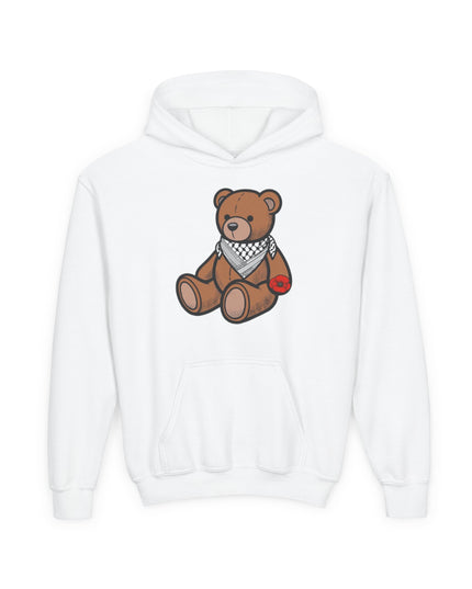 Kids Teddy Bear Hoodie with Bandana & Poppy Graphic — Youth Cute Plush Bear Sweatshirt