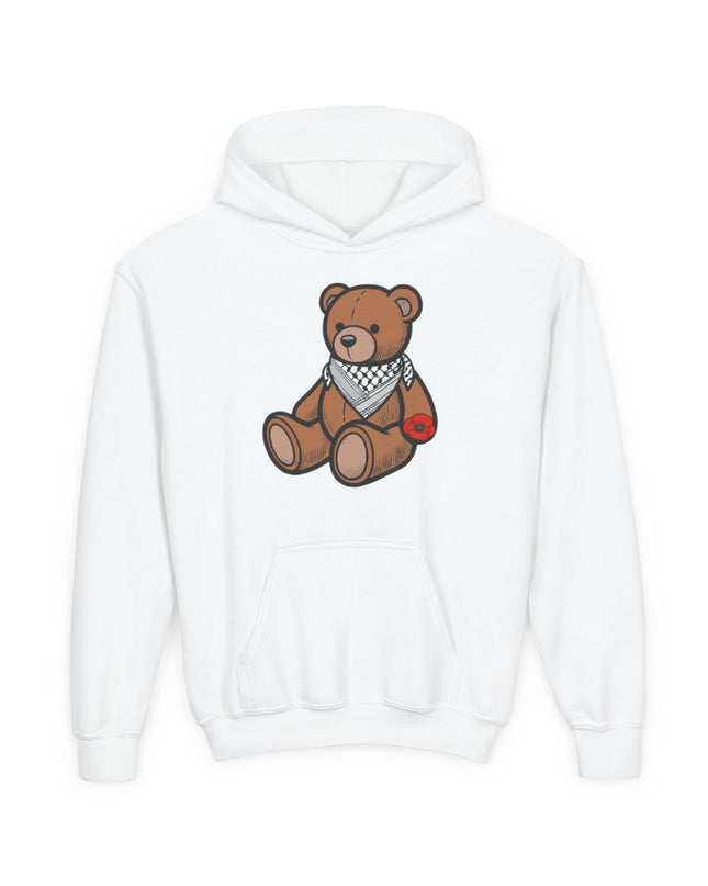 Kids Teddy Bear Hoodie with Bandana & Poppy Graphic — Youth Cute Plush Bear Sweatshirt