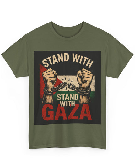Stand With Gaza Heavy Cotton Tee - Supportive Graphic Tee for Activism & Awareness