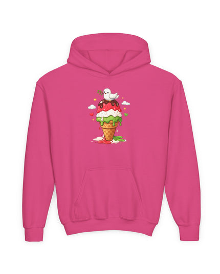 Kids Ice Cream Cone Hoodie — Cute Scooped Sundae Graphic Youth Sweatshirt
