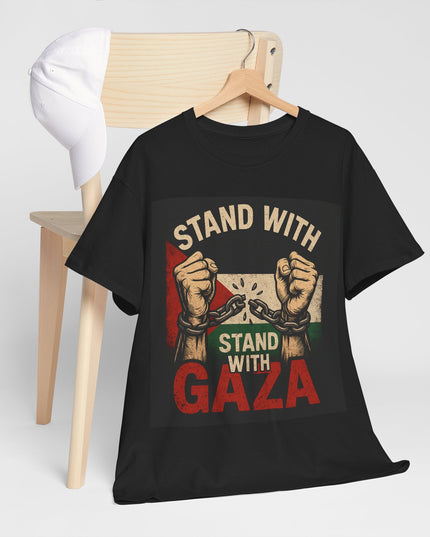 Stand With Gaza Heavy Cotton Tee - Supportive Graphic Tee for Activism & Awareness