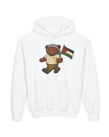 Kids Teddy Bear Hoodie with Palestinian Flag – Youth Solidarity Pullover