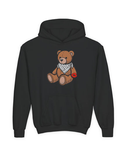 Kids Teddy Bear Hoodie with Bandana & Poppy Graphic — Youth Cute Plush Bear Sweatshirt