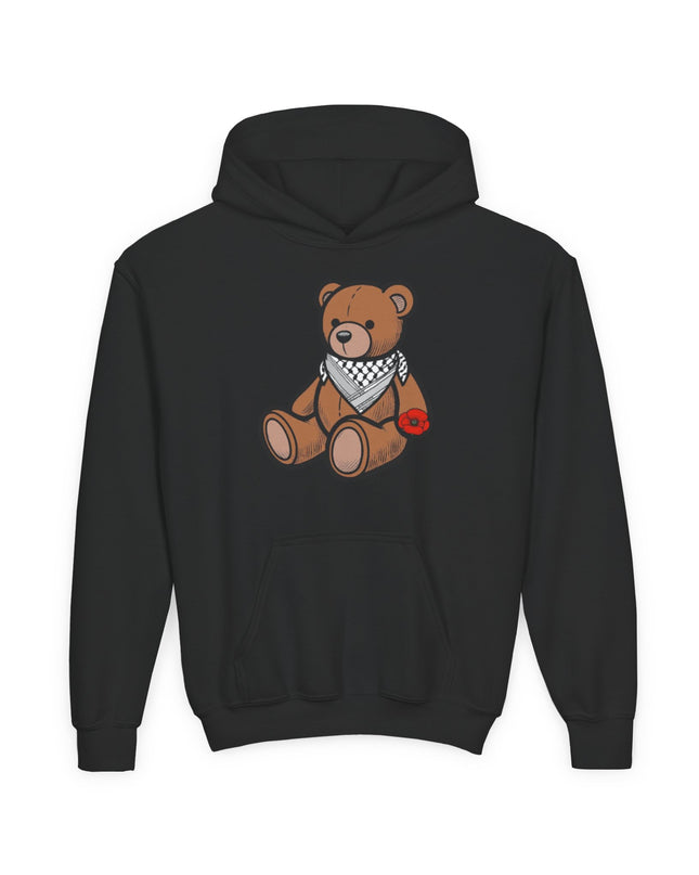 Kids Teddy Bear Hoodie with Bandana & Poppy Graphic — Youth Cute Plush Bear Sweatshirt