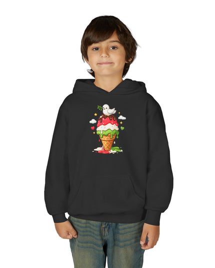 Kids Ice Cream Cone Hoodie — Cute Scooped Sundae Graphic Youth Sweatshirt