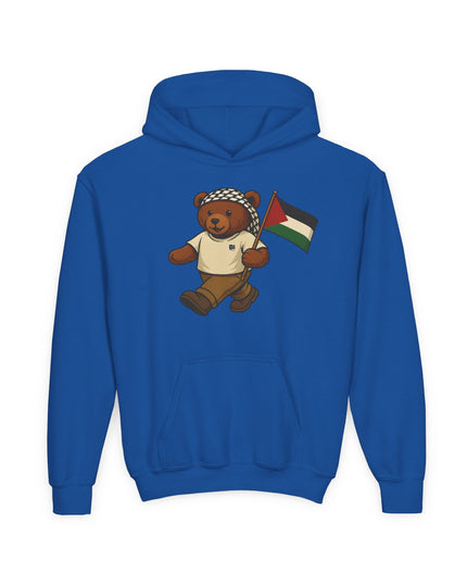 Kids Teddy Bear Hoodie with Palestinian Flag – Youth Solidarity Pullover