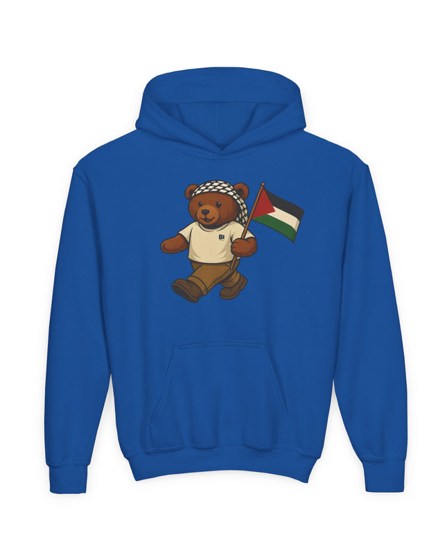 Kids Teddy Bear Hoodie with Palestinian Flag – Youth Solidarity Pullover