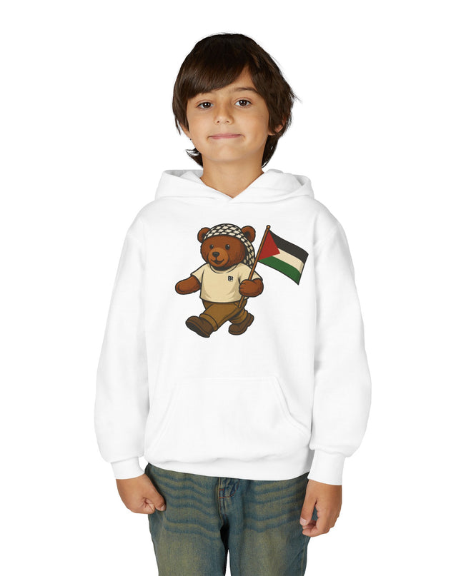 Kids Teddy Bear Hoodie with Palestinian Flag – Youth Solidarity Pullover