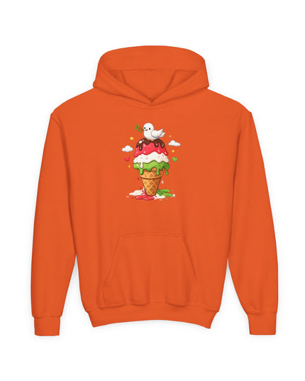 Kids Ice Cream Cone Hoodie — Cute Scooped Sundae Graphic Youth Sweatshirt