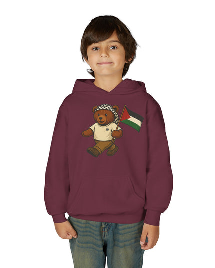 Kids Teddy Bear Hoodie with Palestinian Flag – Youth Solidarity Pullover
