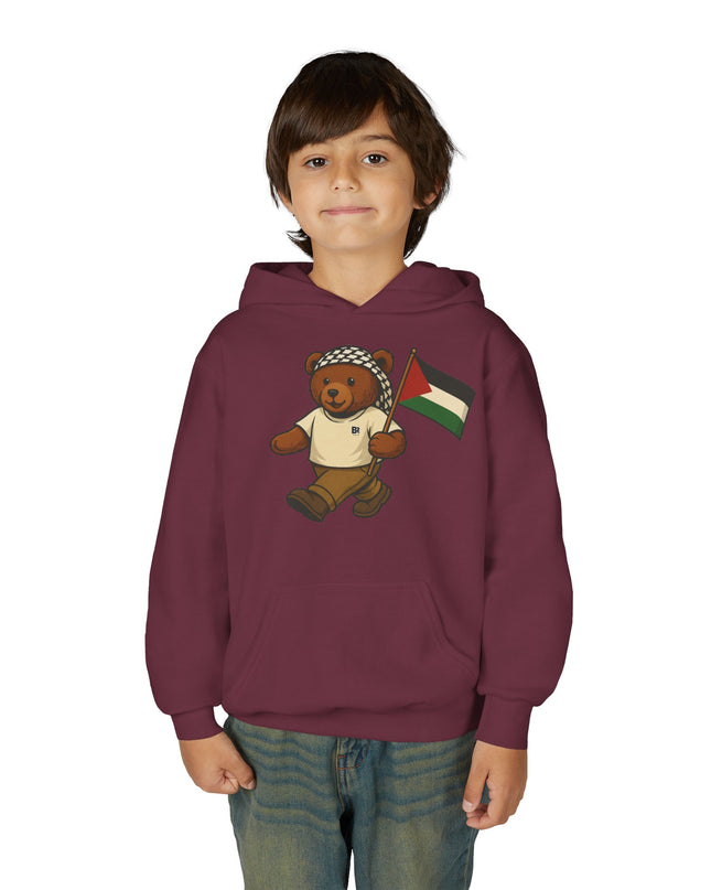 Kids Teddy Bear Hoodie with Palestinian Flag – Youth Solidarity Pullover