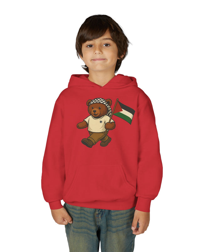 Kids Teddy Bear Hoodie with Palestinian Flag – Youth Solidarity Pullover