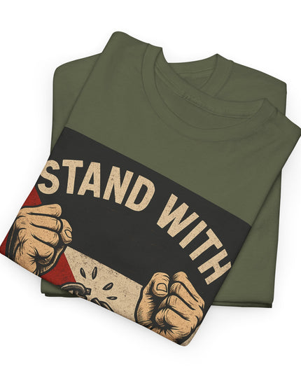 Stand With Gaza Heavy Cotton Tee - Supportive Graphic Tee for Activism & Awareness