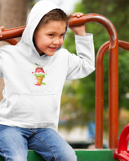 Kids Ice Cream Cone Hoodie — Cute Scooped Sundae Graphic Youth Sweatshirt