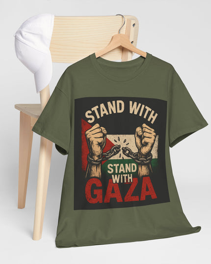 Stand With Gaza Heavy Cotton Tee - Supportive Graphic Tee for Activism & Awareness