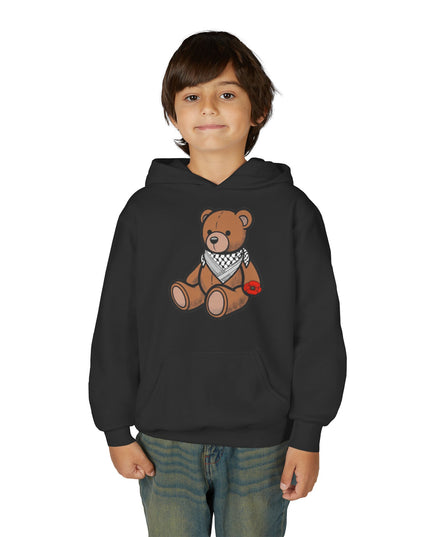 Kids Teddy Bear Hoodie with Bandana & Poppy Graphic — Youth Cute Plush Bear Sweatshirt