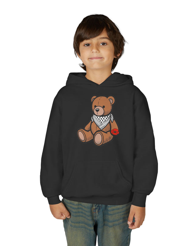 Kids Teddy Bear Hoodie with Bandana & Poppy Graphic — Youth Cute Plush Bear Sweatshirt