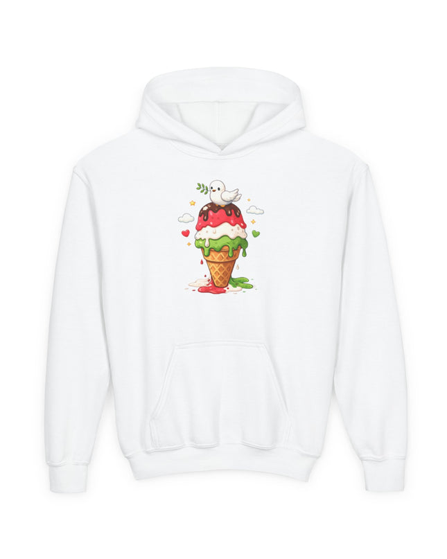 Kids Ice Cream Cone Hoodie — Cute Scooped Sundae Graphic Youth Sweatshirt