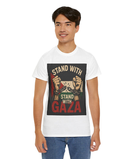 Stand With Gaza Heavy Cotton Tee - Supportive Graphic Tee for Activism & Awareness