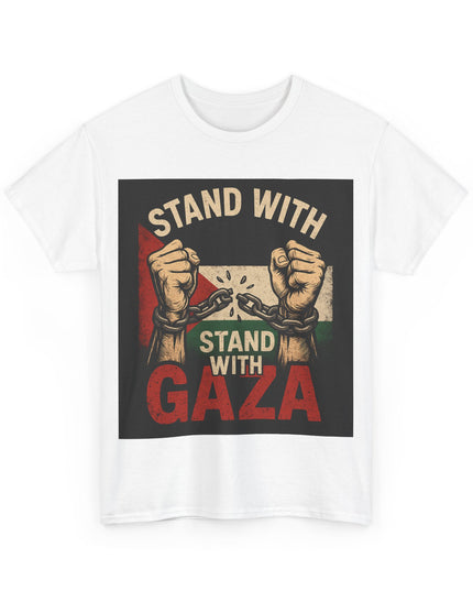 Stand With Gaza Heavy Cotton Tee - Supportive Graphic Tee for Activism & Awareness