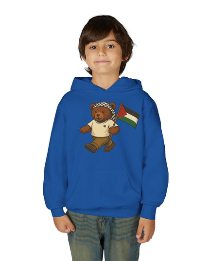 Kids Teddy Bear Hoodie with Palestinian Flag – Youth Solidarity Pullover