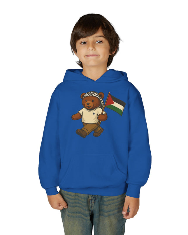 Kids Teddy Bear Hoodie with Palestinian Flag – Youth Solidarity Pullover