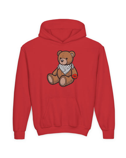 Kids Teddy Bear Hoodie with Bandana & Poppy Graphic — Youth Cute Plush Bear Sweatshirt