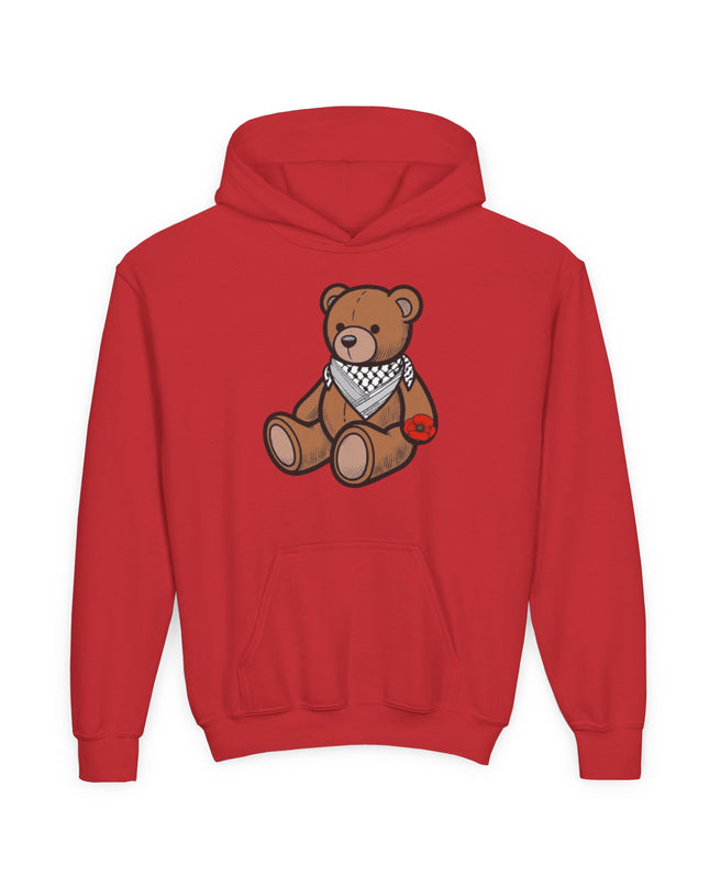 Kids Teddy Bear Hoodie with Bandana & Poppy Graphic — Youth Cute Plush Bear Sweatshirt