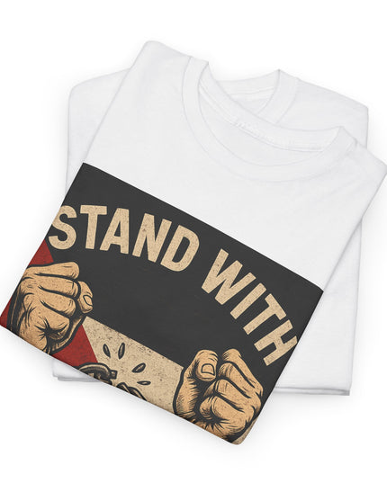 Stand With Gaza Heavy Cotton Tee - Supportive Graphic Tee for Activism & Awareness