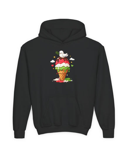 Kids Ice Cream Cone Hoodie — Cute Scooped Sundae Graphic Youth Sweatshirt