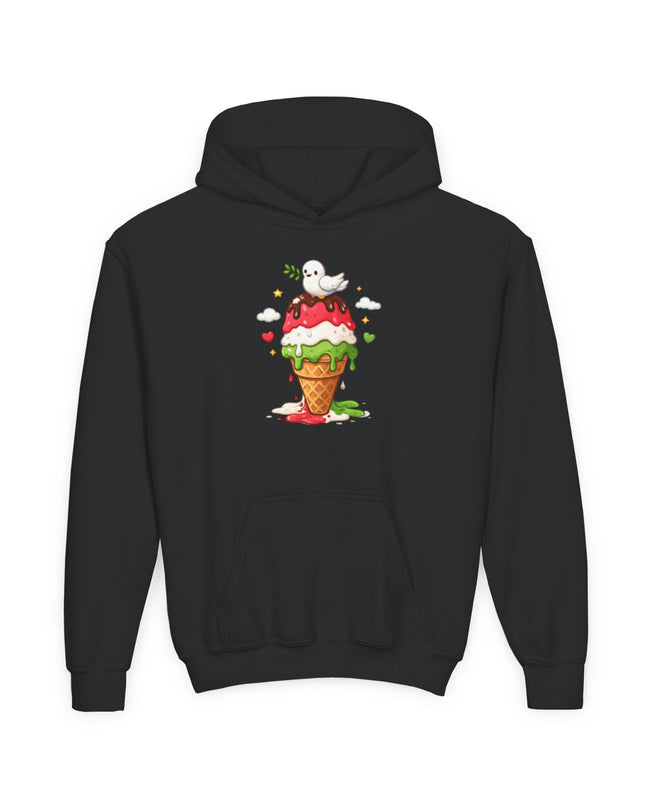 Kids Ice Cream Cone Hoodie — Cute Scooped Sundae Graphic Youth Sweatshirt