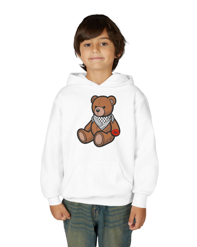 Kids Teddy Bear Hoodie with Bandana & Poppy Graphic — Youth Cute Plush Bear Sweatshirt