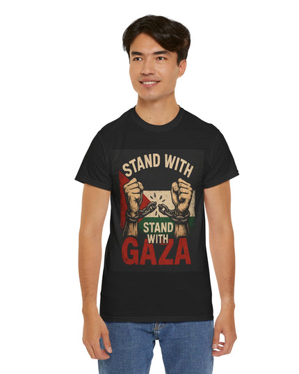 Stand With Gaza Heavy Cotton Tee - Supportive Graphic Tee for Activism & Awareness