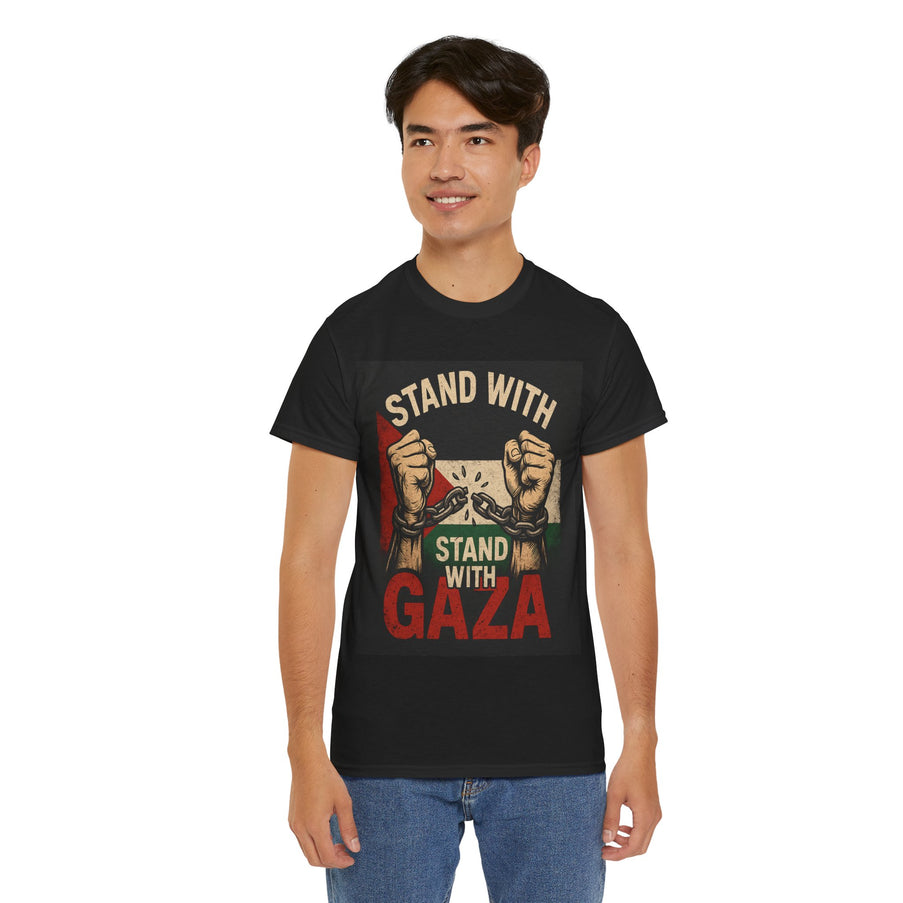 Stand With Gaza Heavy Cotton Tee - Supportive Graphic Tee for Activism & Awareness