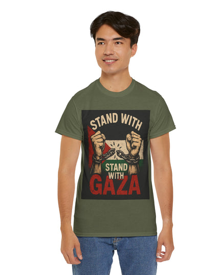 Stand With Gaza Heavy Cotton Tee - Supportive Graphic Tee for Activism & Awareness
