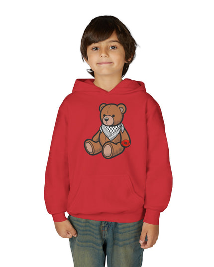 Kids Teddy Bear Hoodie with Bandana & Poppy Graphic — Youth Cute Plush Bear Sweatshirt