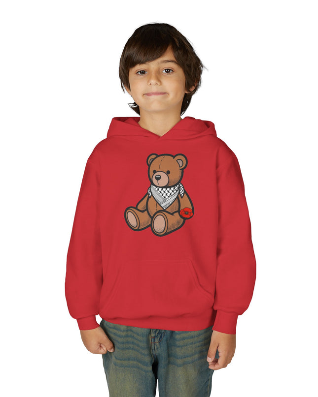 Kids Teddy Bear Hoodie with Bandana & Poppy Graphic — Youth Cute Plush Bear Sweatshirt