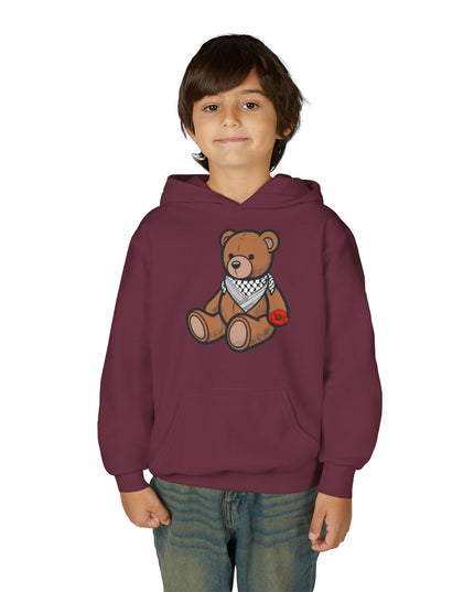 Kids Teddy Bear Hoodie with Bandana & Poppy Graphic — Youth Cute Plush Bear Sweatshirt