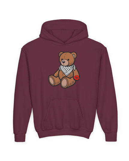 Kids Teddy Bear Hoodie with Bandana & Poppy Graphic — Youth Cute Plush Bear Sweatshirt