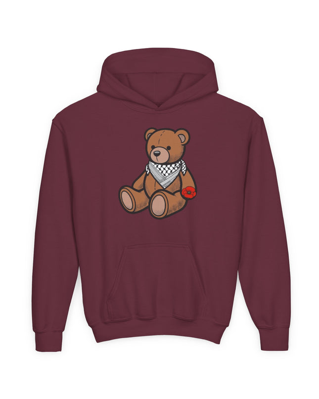 Kids Teddy Bear Hoodie with Bandana & Poppy Graphic — Youth Cute Plush Bear Sweatshirt