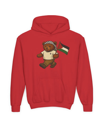 Kids Teddy Bear Hoodie with Palestinian Flag – Youth Solidarity Pullover