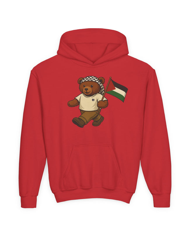 Kids Teddy Bear Hoodie with Palestinian Flag – Youth Solidarity Pullover